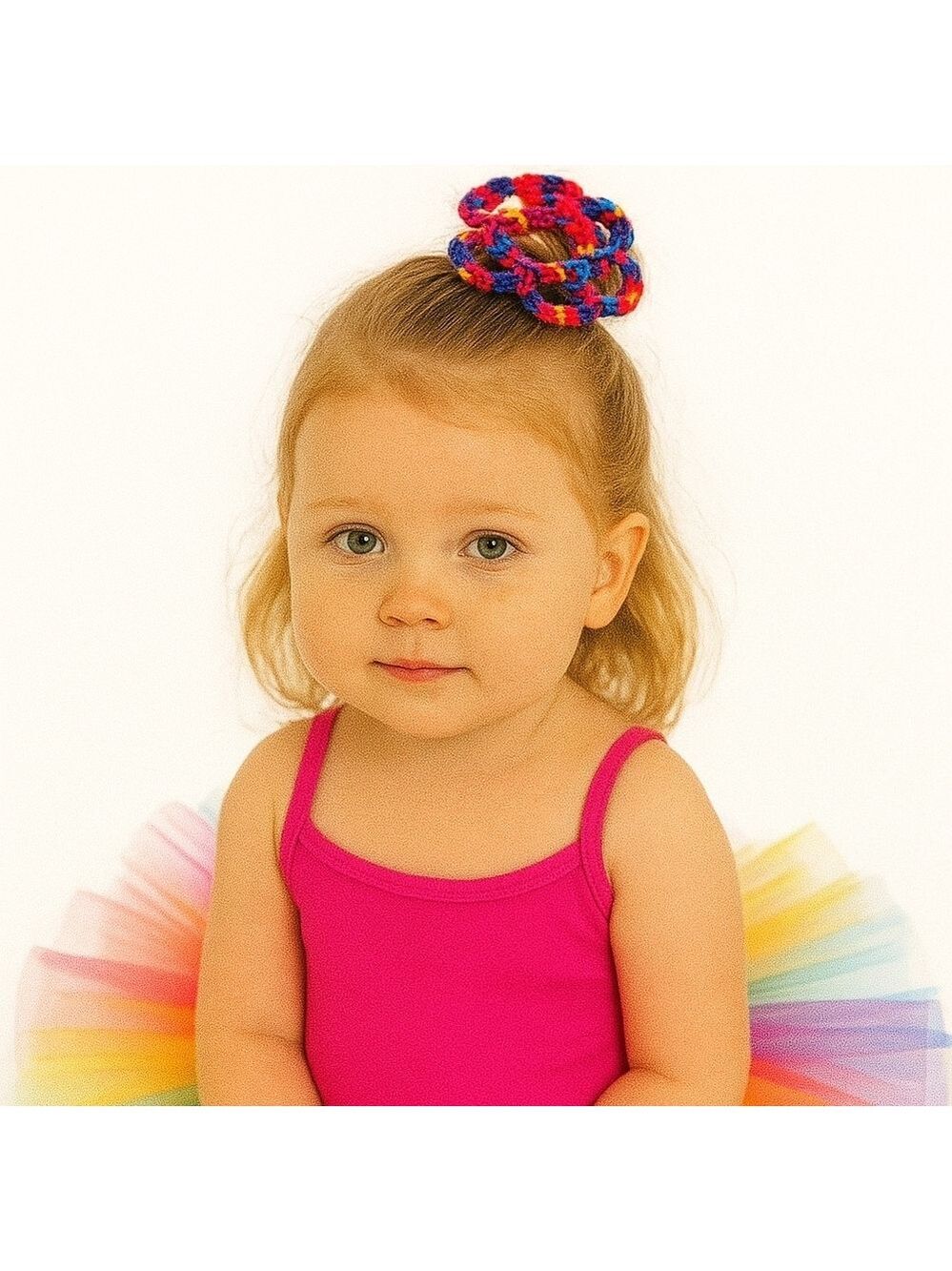 Handmade Crochet Scrunchie Rainbow Floral Acrylic